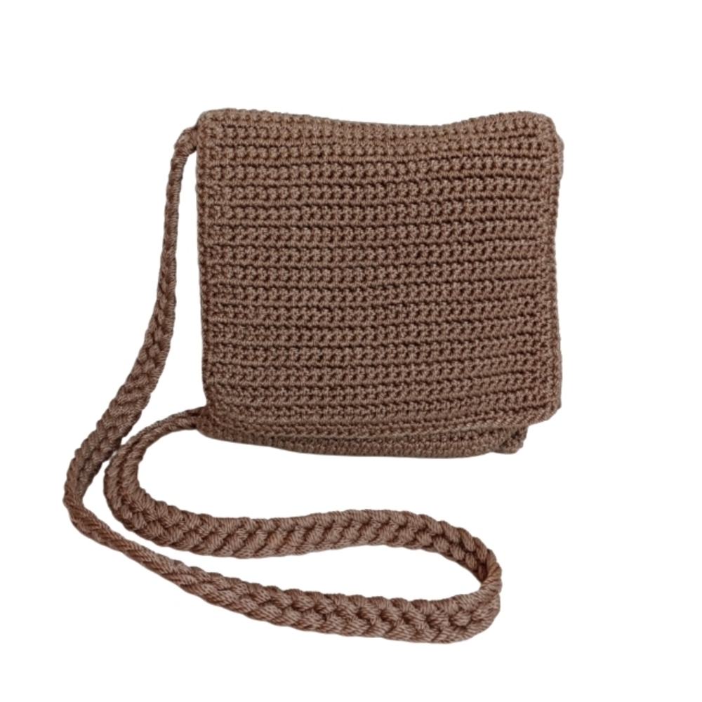The Sak Boho Neutral Natural Tan Knitted Crossbody Bag